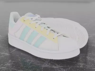Adidas 3D Shoes - White SuperStar Series Low-poly 3D model