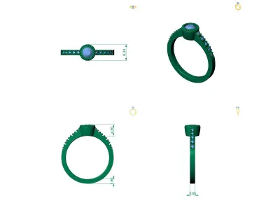 D-0956 amethyst and diamond ring 3D print model