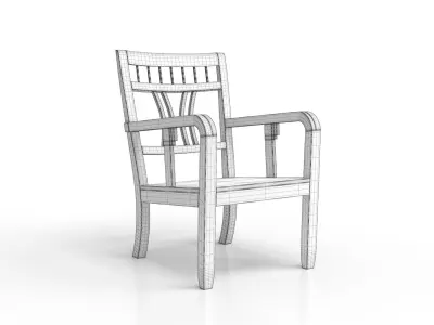 Chinese Art Deco Style Elmwood Armchair 3D model