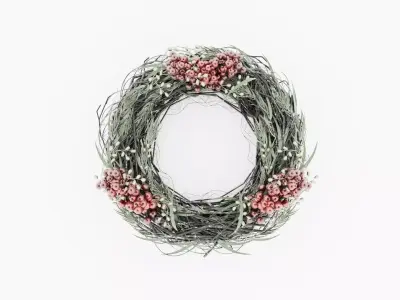Christmas Mistletoe Wreath with Red fruit 3D model