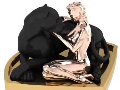 Girl and Panther ring inspired by Magerit  3D print model