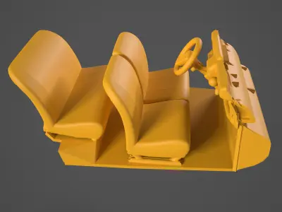 Citroen 2CV 1970 Car Interior 3D print model