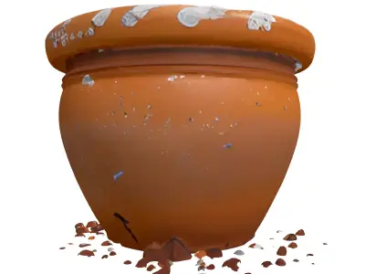 Weathered Terracotta Plant Pot Low-poly 3D model
