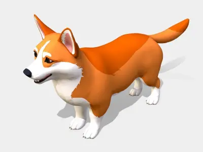Cartoon Dog - Corgi Low-poly 3D model