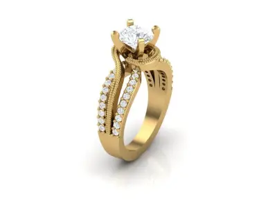 Milgrain Twisted Solitaire 3D print model