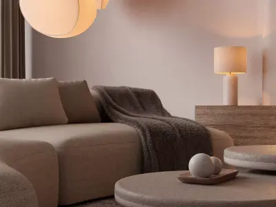 Living room interior scene 3D model