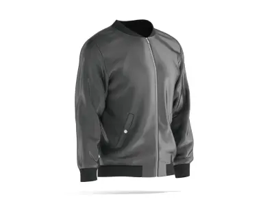Black Bomber Jacket - mens casual puffer 3D model