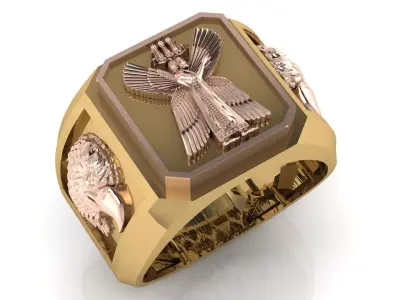 Luxury 5 piece Jesus Christ men ring 3D print model