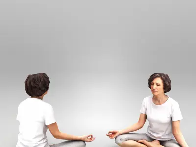 Woman in lotus position meditating 440 Low-poly 3D model