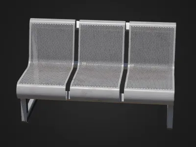 Dirty Metal Bench 05 Low-poly 3D model