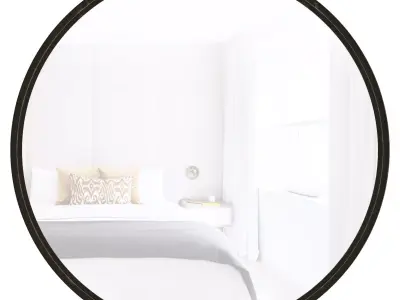 Travis Round Black Wall Mirror 3D model