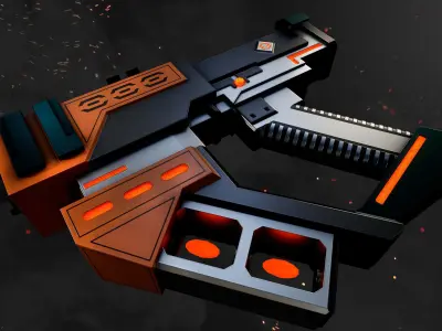 Future Blaster Gun Game-Ready Low-poly 3D model