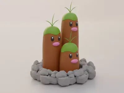 Diglett pokemon 3D model for 3D print 3D print model