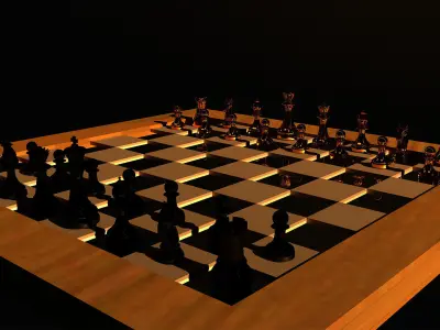 Chess Pieces and Board FBX OBJ 3D model