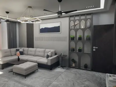 3 BHK Apartment Interior with Assets DS2 Low-poly 3D model