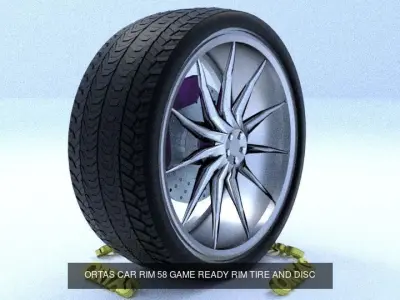 ORTAS CAR RIM 57-58 GAME READY RIM TIRE AND DISC 3D Model Pack