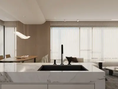 Modern Elegance - 3D Living Dining and Bedroom Spaces 3D model