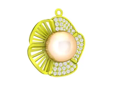 A4706 Luxury Diamond Pearl Pendant 3D print model