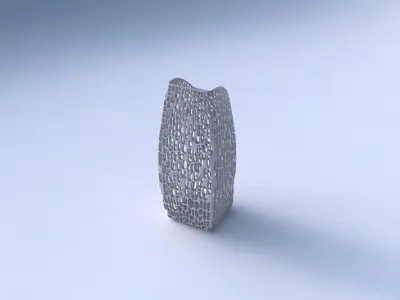 Vase arc rectangle with dense twisted organic lattice 3D print model