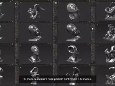43 modern sculpture huge pack 3d print model  3D Model Collection