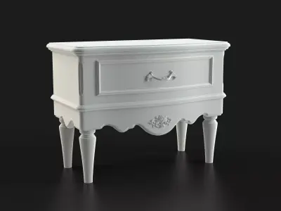 Antique-Style Bedside Table B 3D model