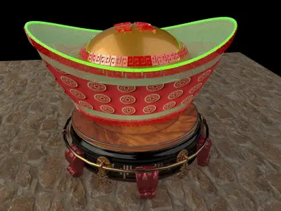 Chinese gold Ingot    3D model