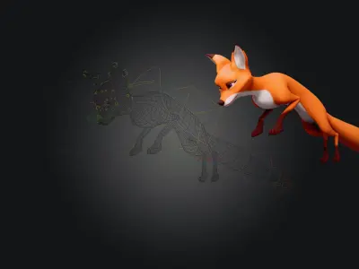 Cartoon Fox for blender Rigged Low-poly 3D model