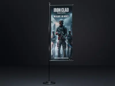 3D Banner Stand Low-poly 3D model