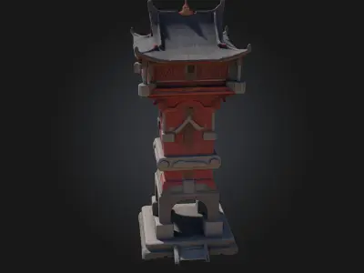 Pagoda Watchtower  Timeless Vigil with Eastern Aesthetic 3D model