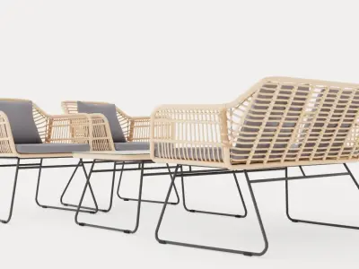 Mons sofa set Low-poly 3D model