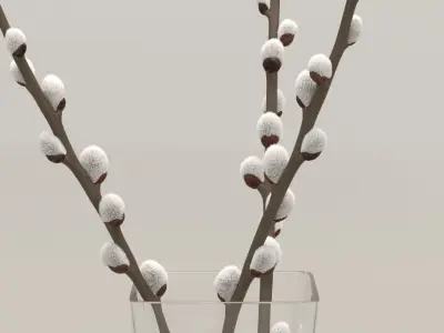 Easter eggs and Willow twigs 3D model
