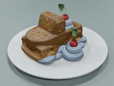 Chocolate dessert Low-poly 3D model