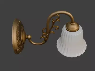 Elegant Brass Wall Lamp 3D Model 3D model
