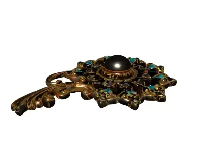 Vintage Ornate Pearl Brooch Jewelry Low-poly 3D model