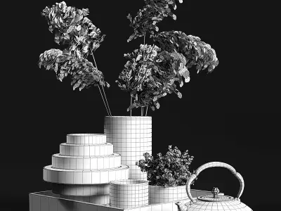 Decorative set with dry plants 3 3D model