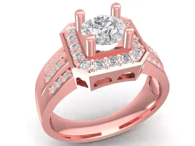 Luxury Halo Square Diamond Women Ring  3120 3D print model