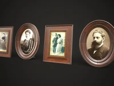Vintage Picture and Photo Frames Set Low-poly 3D model
