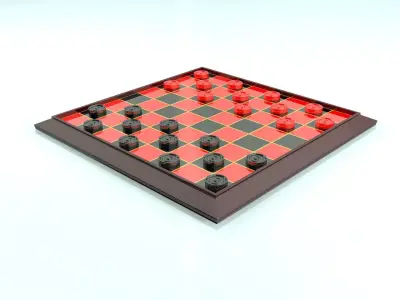 Checkers Board Game 3D model
