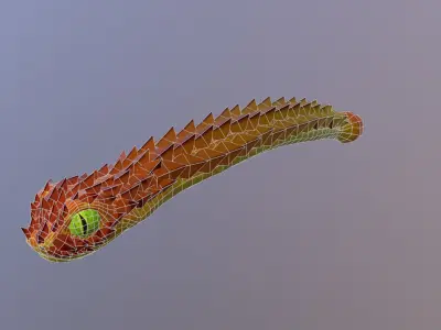 Low poly snake with animations Low-poly 3D model