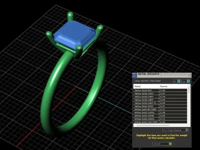 Square Emerald Cut Womens Rings With Stone Ring Ready STL 3DM  3D print model