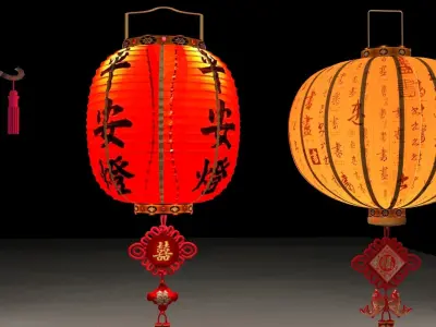 Chinese red lantern 3D model