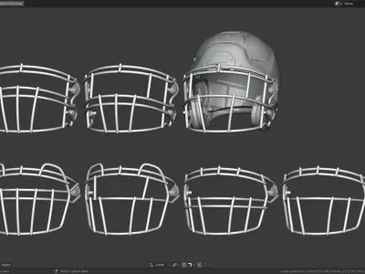 Modern Football Helmet with various Facemasks 3D print model