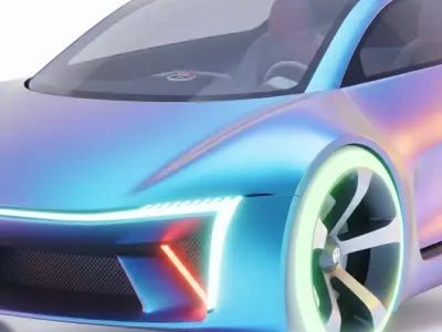 Iridescent Next-Gen Electric Concept Car Low-poly 3D model