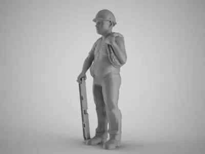 Constructor construction worker holding ruler 3D print model