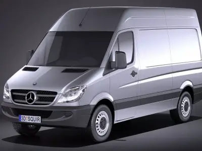 Mercedes Sprinter II van short high VRAY 3D model