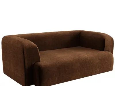 Modern Brown Fabric Sofa 3D Model 3D model