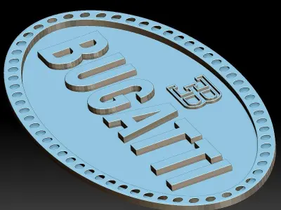 Bugatti logo car logotype 3D print model