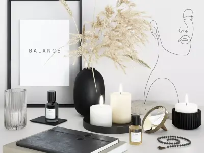 Decorative set with face sculpture 3D model