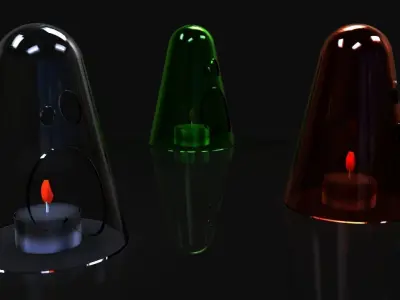 Ghost three different colored glass candle holders Free 3D model