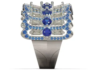 Sapphire Diamond Mountain Range Clustering Cocktail Ring jr00276 3D print model